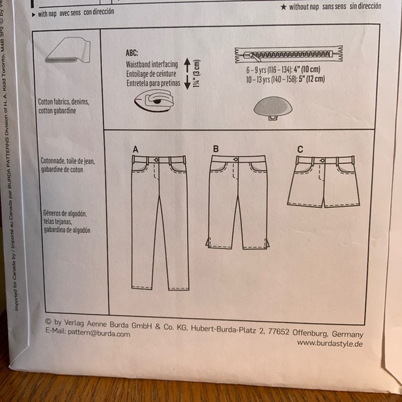 GIRLS PANTS, BURDA Sewing Pattern Size 6 - 13 - Picture 4 of 6